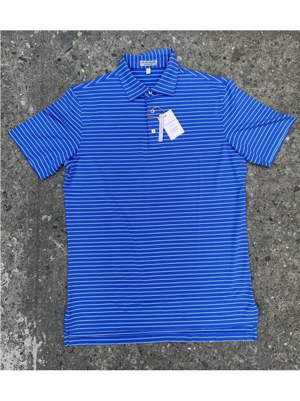 Peter Millar Crown Summer Comfort UPF 50+ Striped Polo S Blue White